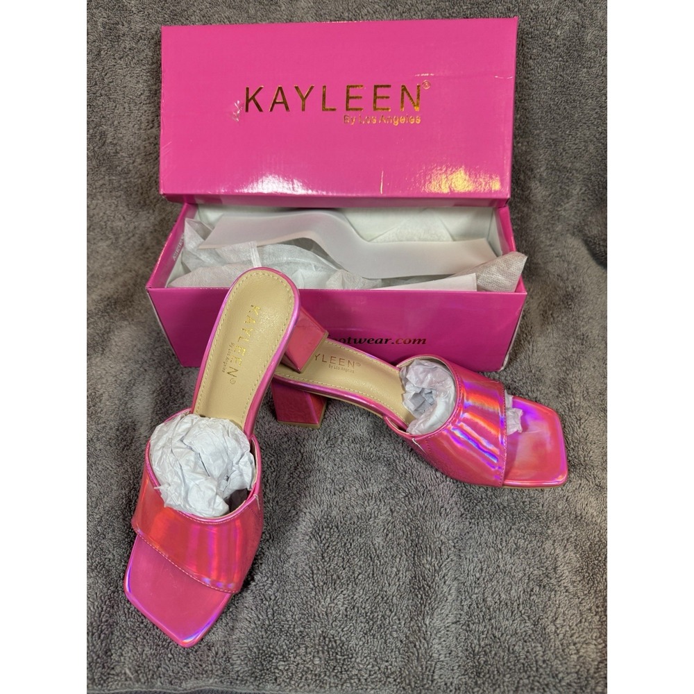 Kayleen Cyrillia Woman's Iridescent, Hot Pink Mules/Sandals Sz7